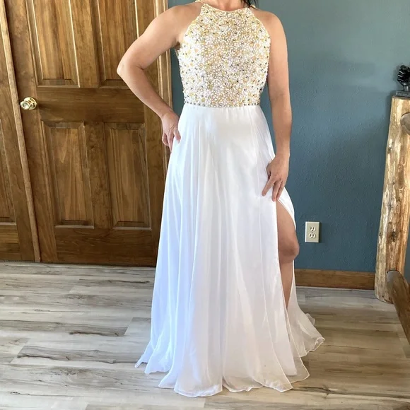 Sherri Hill | Dresses | Sherri Hill Beaded Bodice Long Gown With White Satin And Chiffon Size 6 | Poshmark Sherri Hill | Dresses | Sherri Hill Beaded Bodice Long Gown With White Satin And Chiffon Size 6 | Poshmark